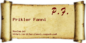 Prikler Fanni névjegykártya